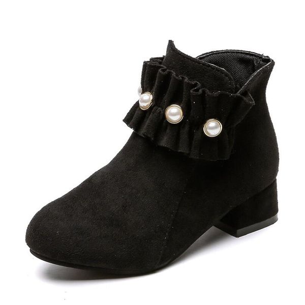 

2020 girls martin boots leather sport shoes for girls children warm boots fashion soft bottom princess snow boots kids sneakers qyljgd, Black