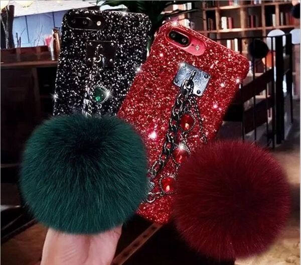 

phone strap+ big hairball pattern hard phone case/protective sheath for iphone 11pro/8/7/6/xs