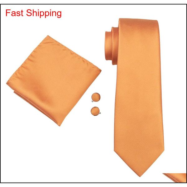

fast shipping neck ties set solid orange pocket square cufflinks woven business formal work meeting necktie set qylldp beauty888, Black;blue