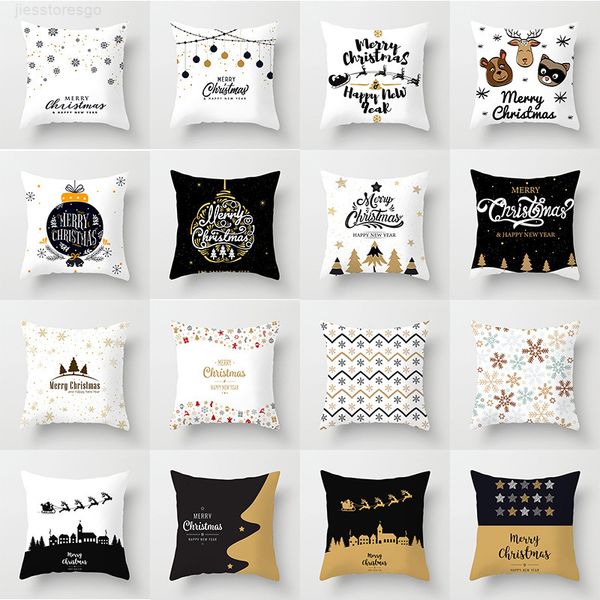 

cushion cover xmas pillowcase christmas decorations for home navidad decors elk and snowflake happy new year 2020 2021