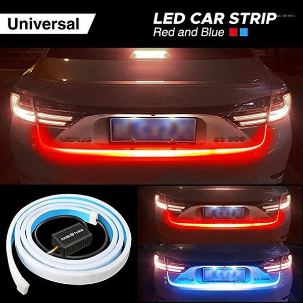 

car led rear strip light ambient lights red reverse lights /ice blue brake light auto flexible tailgate luggage warning lamps1