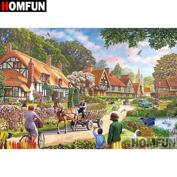 

homfun 5d diy diamond painting full square/round drill "town scenery" embroidery cross stitch gift home decor gift a08306