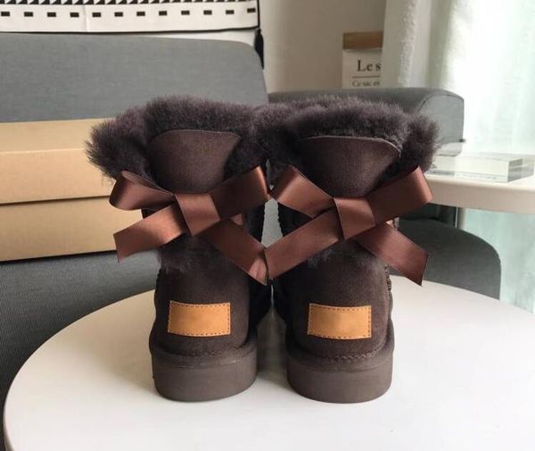 

women children ankle boots real cow split grey chestnut navy blue women girl snow boot, Black