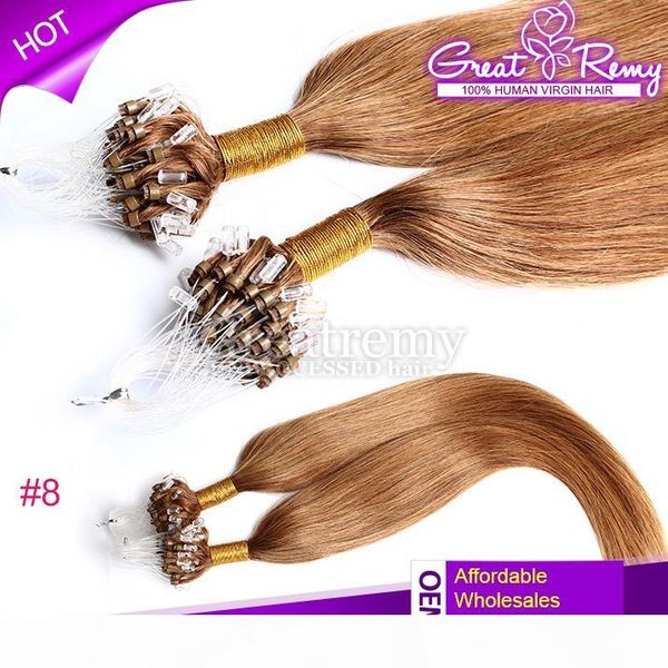 

100s бразильский virgin 18inch # 8 micro кольцо loop straight выдвижение волос цветные микро кольцо волос micro loop наращивание волос может, Black