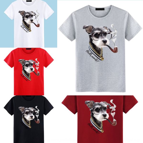 

2020 мужская с коротким рукавом и собаки dogst футболку собака футболку хлопка вокруг шеи смешные собаки печати летом корейской моды k1399 a, Blue