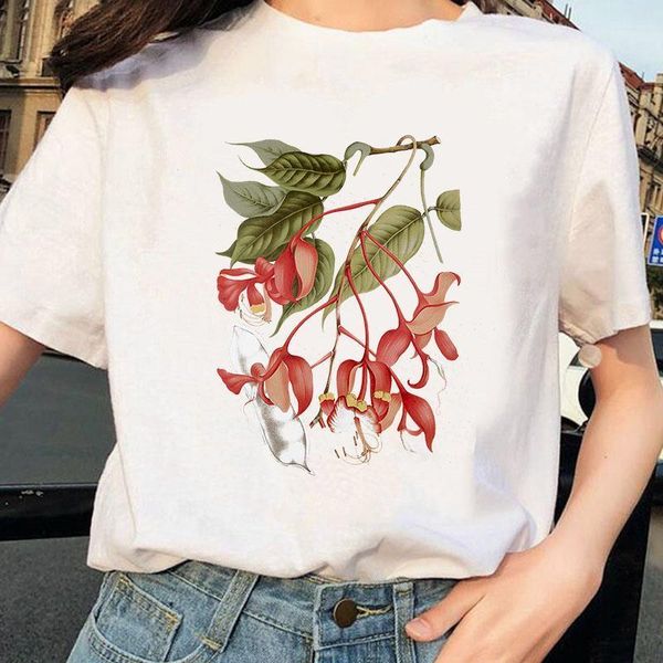 

flower female t-shirt leisure printed tshirt women t shirt gift 90s lady yong girl kawaii camisas mujer tees t-shirt, White