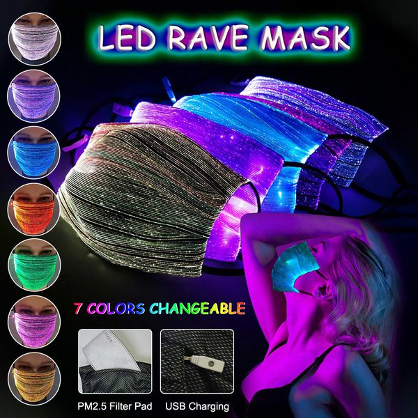 

masks christmas led luminous mask 7 glowing colors 4 modes usb face cover strap breathable mouth covers for halloween