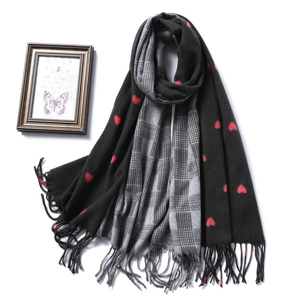 

new printed women winter scarf pashmina hijab shawls and wraps warm cashmere scarves blanket tassel female stoles y201024, Blue;gray