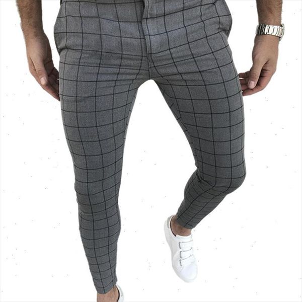 

plaid men pants sknny pants mens clothing pantalon trousers pencil mens ropa hombre streetwear men smart casual, Black