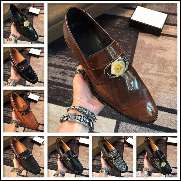 

mf 2020 autumn business oxford shoes pu leather men breathable offical dress shoes pointed toe slip-on buckle casual flat shoes 22, Black