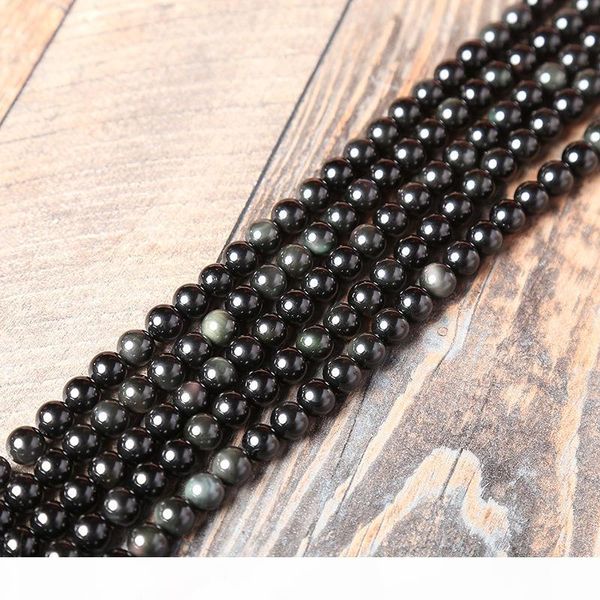

2017 new natural obsidian beads loose stone beads jewelry accessories round bead for diy bracelet necklace making ing, Black