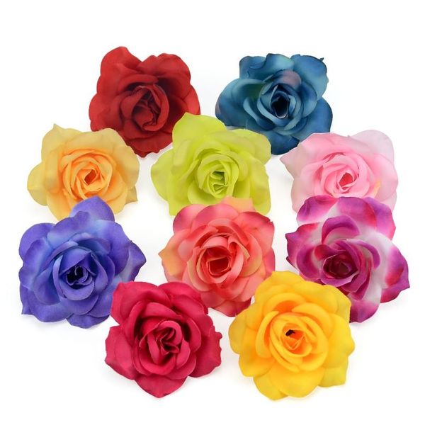 

5pcs 6.5cm large handmade artificial silk rose flowers heads diy scrapbooking garland fake mini flower for wedding de sqcrso