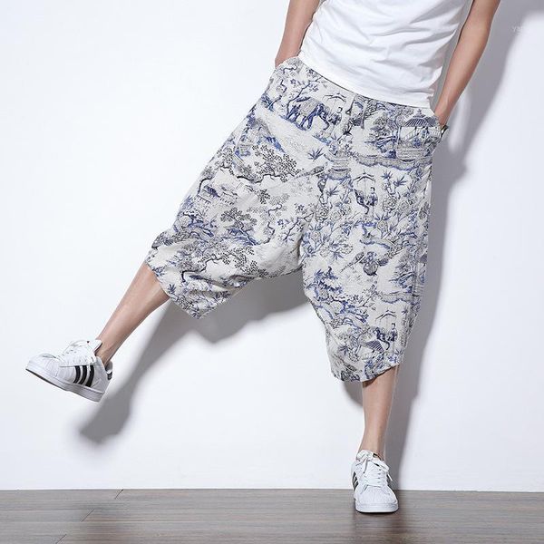 

men harajuku harem pants mens summer cotton joggers pants male vintage chinese style calf-length sweatpants1, Black