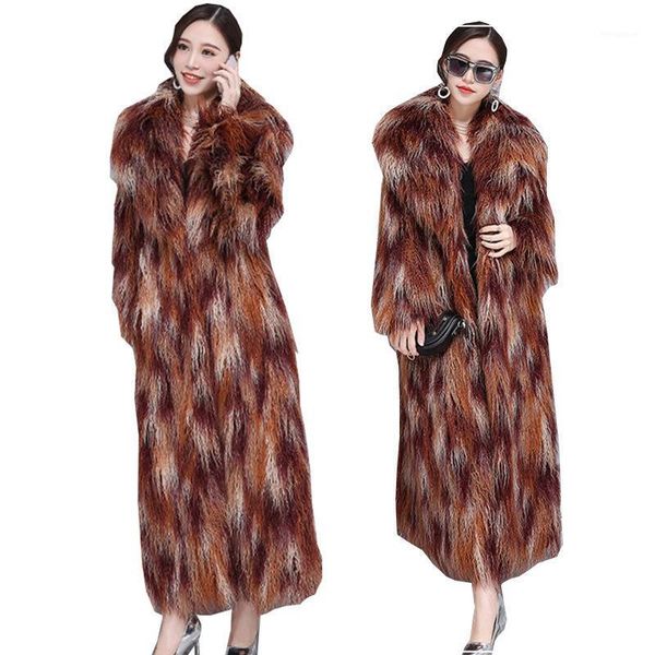 

s-6xl new style imitation fur trench coat high imitation mongolia sheep fur coat women faux1, Black