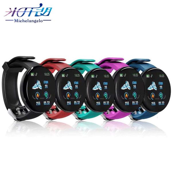 

new product d18 round intelligent color screen heart rate sleep monitoring information push step movement braceletjk