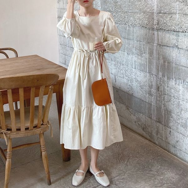 

2020 маленький квадратный дизайн шеи свободно зашнуровать послойно платье длинный торт длинной юбке торт юбка 2qu71, Black;gray