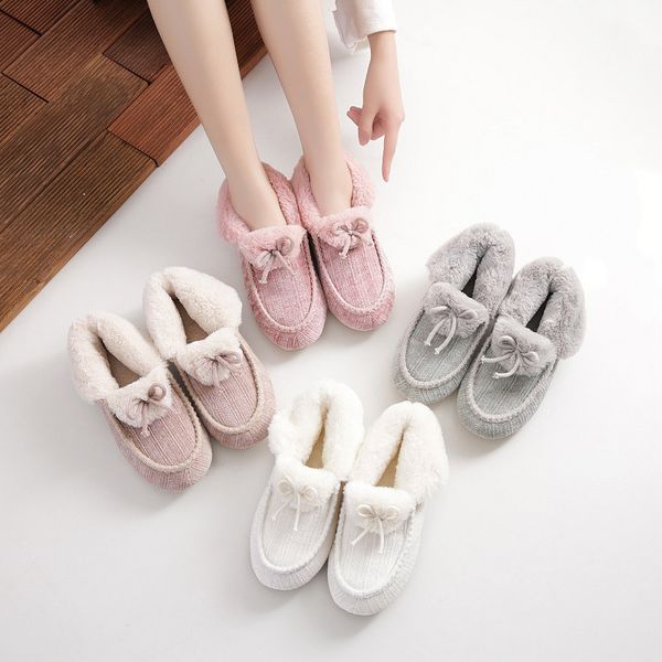 

suihyung women cotton shoes winter soft warm indoor home plush slippers ladies fur slides female bedroom slip on flat sneakers x1020, Black