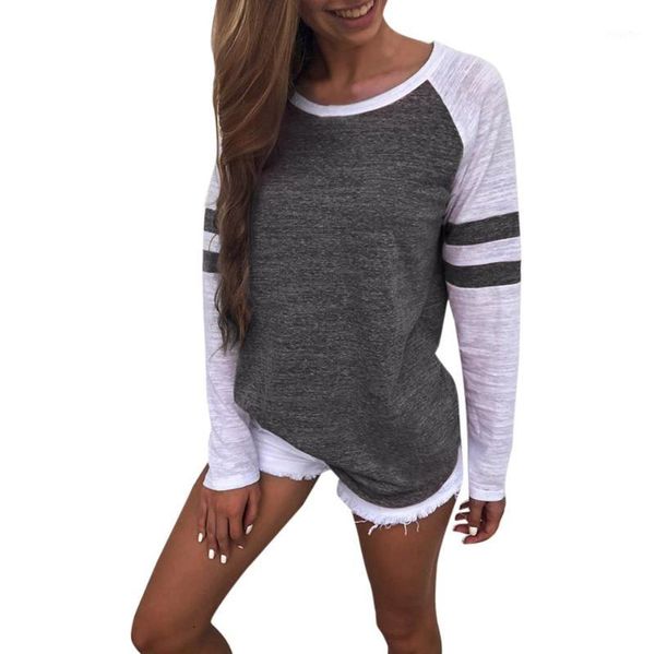 

t-shirts women harajuku t shirt female loose long sleeve striped crop tee lovely girls lady clothing camiseta1, White