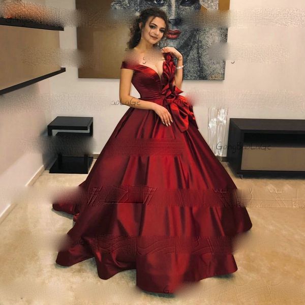 

fashion red evening dresses long v neck lace up satin ball gown formal dressprom party 2021 custom made, Black;red