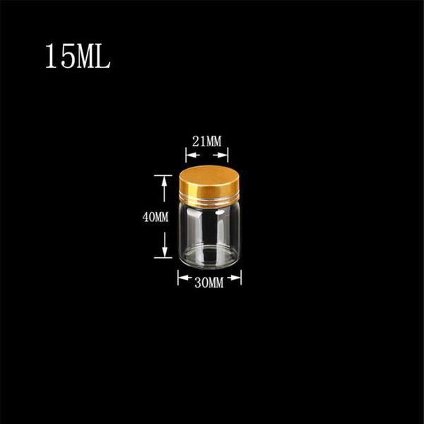 

30*4m 24pcs 15ml glass bottles aluminium screw golden cap empty transparent clear liquid gift container wishing bot jllfsg