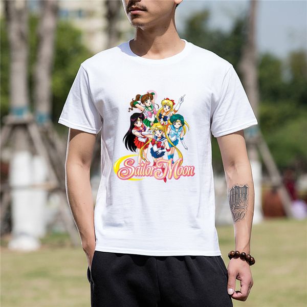 

new summer fashion men clothes short sleeve men tshirt funny tee sailor moon print funny t shirt men sport hooded sweatshirt hoodie