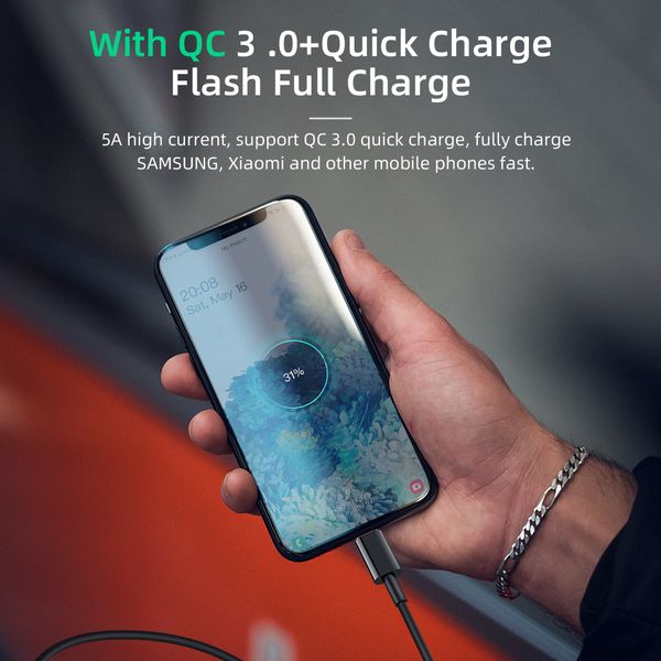 

c тип 100 вт тип-с двойной головы быстрая зарядка в мужской pd-кабель данных