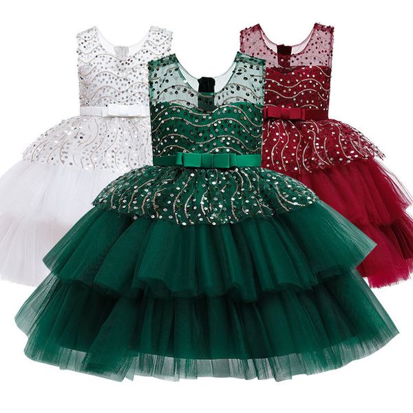 

girls school party hosts events representing formal children's elegant dresses suitable for children aged 3-10 t200709, Red;yellow