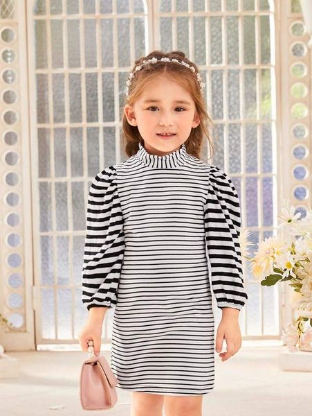 

toddler girls striped print colorblock dress she01, Red;yellow