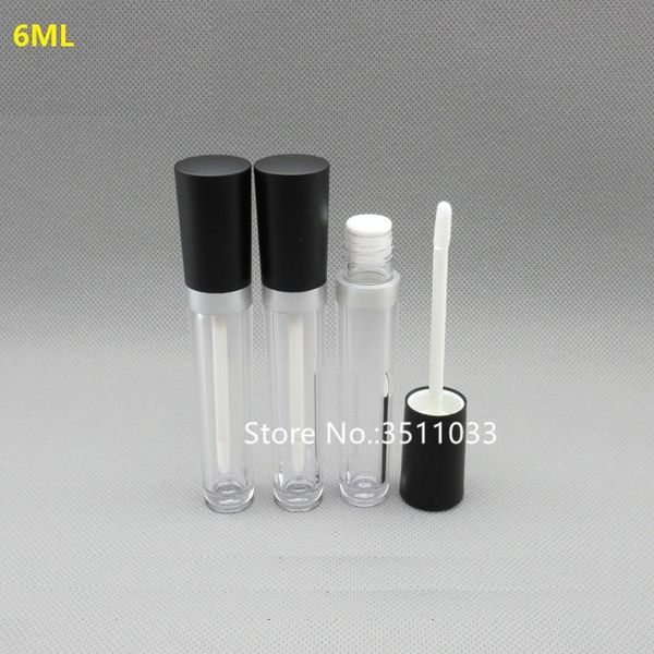 

6ml high class clear lip gloss container plastic empty cosmetic lip oil refillable tube liquid lipstick bottle black silver cap