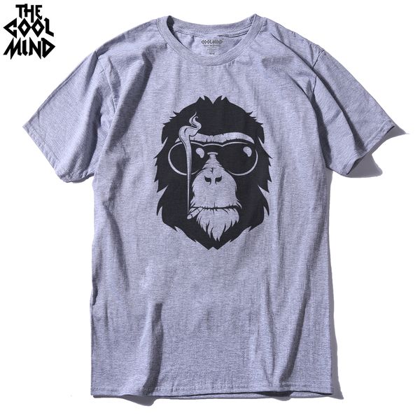 

sport the coolmind short sleeve monkey printed men tshirt cool men's tee shirts men t-shirt 2016 100% cotton casual mens t shirts