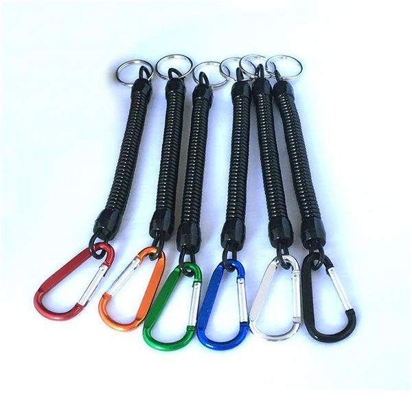 

2pcs fishing lanyard spring boating fishing rope retractable coiled tether with carabiner for pliers lip grips fishi jlldjc