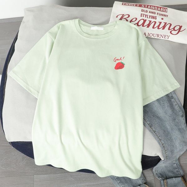 

summer 2020 new style matcha green cotton short sleeve women's fashion t-shirt t-shirt simple and loose half sleeve body fwpmc, White