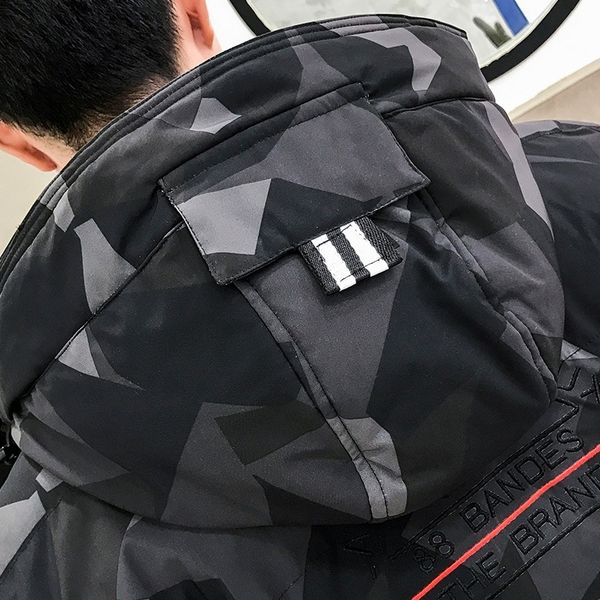 

sqio women down jacket designer zipper down graffiti printed personalized camouflage jackets coat collar stand-up ladies new fashion cotton, Black