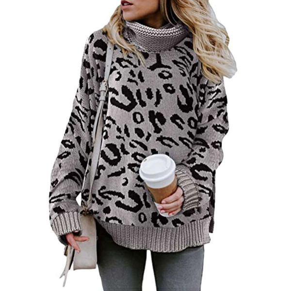 

wholesale ladies blouse casual leopard print knit lady plus size sweaters8uy, Black