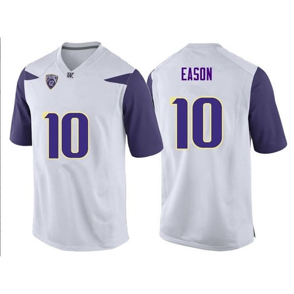 

rare purple 3421 washing huskies #10 jacob eason white real full embroidery college jersey size s-4xl or custom any name or number jersey, Black