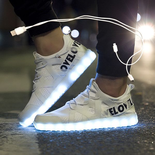 

new led shoes fiber optic shoes for girls boys men women usb charging light up shoe for glowing running sneaker, Black