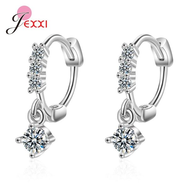 

hoop & huggie fashion trendy round cubic zircon earrings 925 sterling silver rhinestone birthday gift jewelry ornaments, Golden;silver
