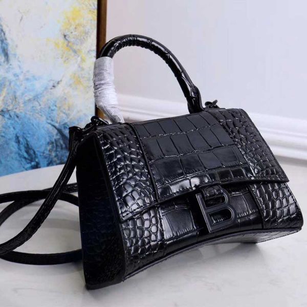 

classic hourglass bag-crocodile black womens unit price or handbag shoulder strap detachable leather exquisite details big b letter 23cm