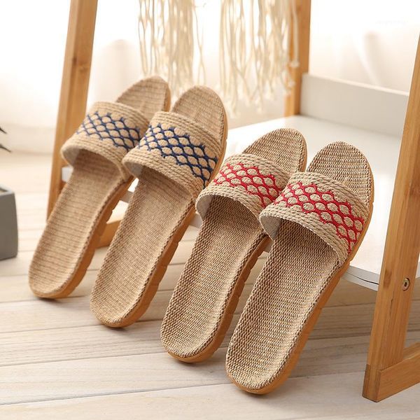 

summer flax slippers women breathable belt flip flops lovers all season indoor shoes beach slides ladies sandals1, Black