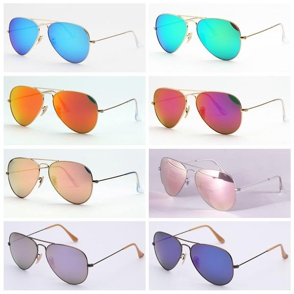 

designer sunglasses aviation pilot sun glasses for men women with black or brown leather case, cloth, and retail accessories, White;black