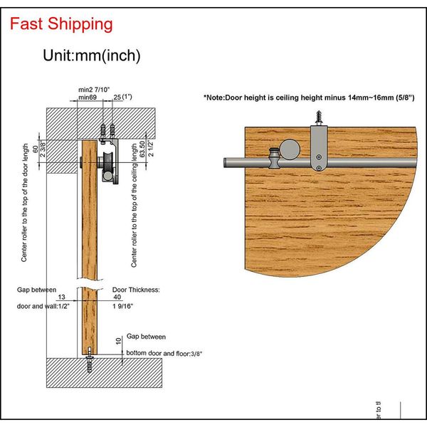 

ceiling mount bracket brushed stainless steel wood sliding single door hardware bi-parting door bypass barn do qylgcb toys2010