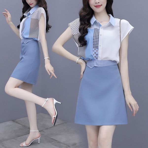 

7ma3n elegant goddess clothes suit hepburn skirt clothingclothing maturing summer two-pie 2020 new women's light style skirt western st, Gray