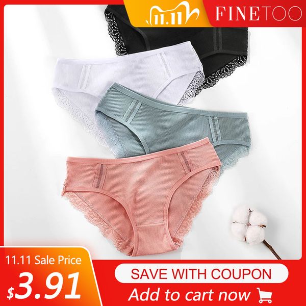 

finetoo -xl women underpants cotton panties lace underwear fashion girls briefs female panty lady underwears lingerie 2020, Black;pink