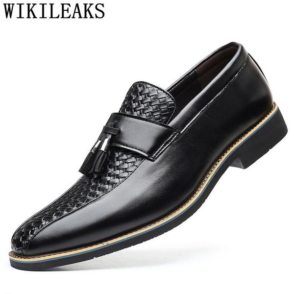 

leather shoes men classic fashion designer shoes men formal coiffeur fashion plus size 48 tassel loafers office 2020, Black