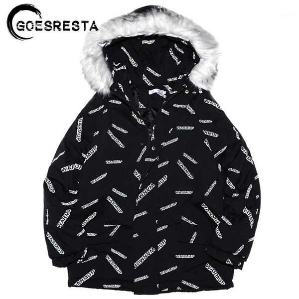 

brand winter reflective jacket men parka 2020 hooded fur collar parkas fashion streetwear coats harajuku oversized men's jackets1, Black