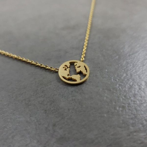 

women's fashion world globe rose gold necklaces pendants friend gifts planet earth continents spherical geographic necklace, Silver
