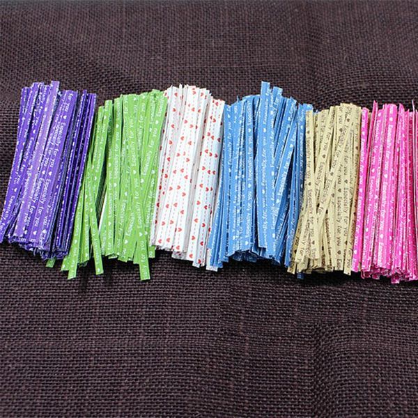 

100pcs wedding party gift bags 9.5cm gold silver twist ties wire with colorful bowknot tie xmas party gift lollipop package bag