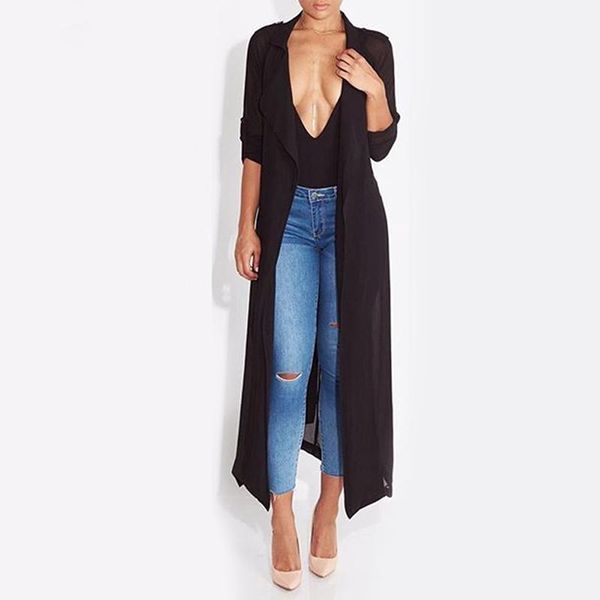 

women's blouses & shirts bbyes summer women long sleeve chiffon cardigan ladies lapel jacket blouse shirt beach cover up see-through, White