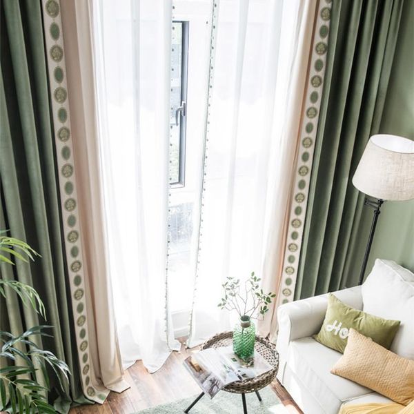 

curtain & drapes light luxury thickened high-grade velvet german cotton contrast splicing with lace finished
