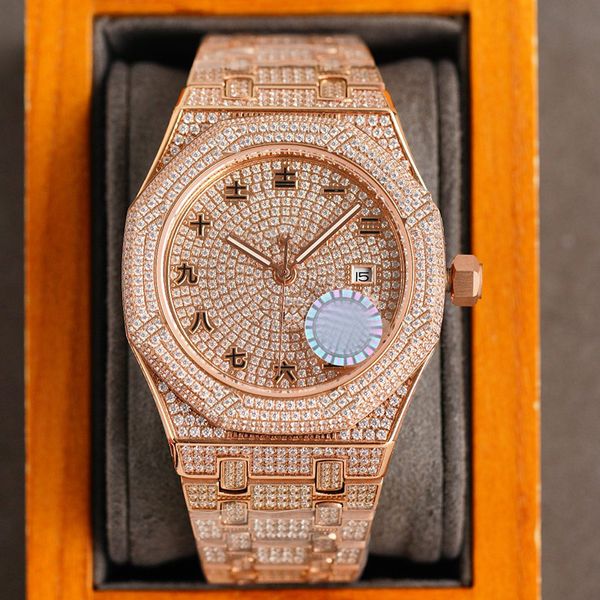 Diamond Watch Automatic Mechanical Men Watch 40 -мм водонепроницаемые браслеты Мужчины. Начатые часы Montre de Luxe подарок для парня